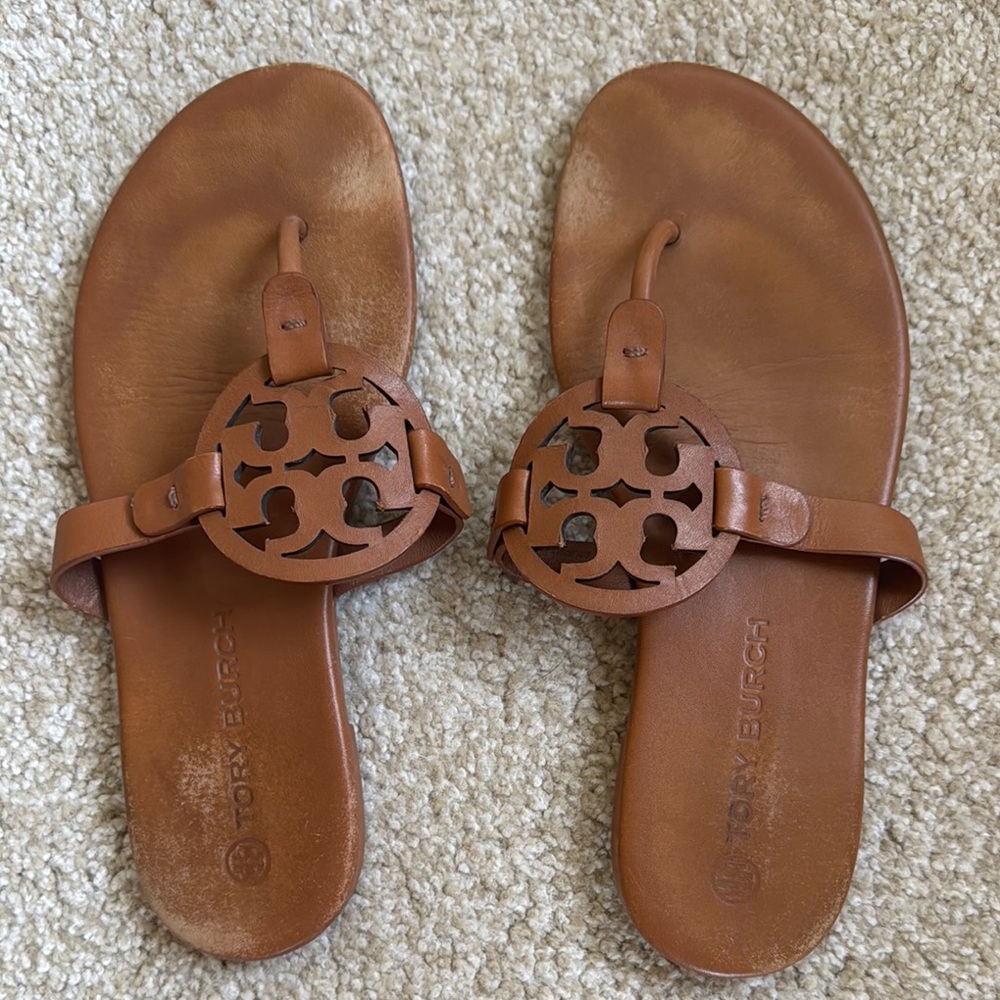 Tory Burch Tan Leather Miller Sandal Size 7 1/2